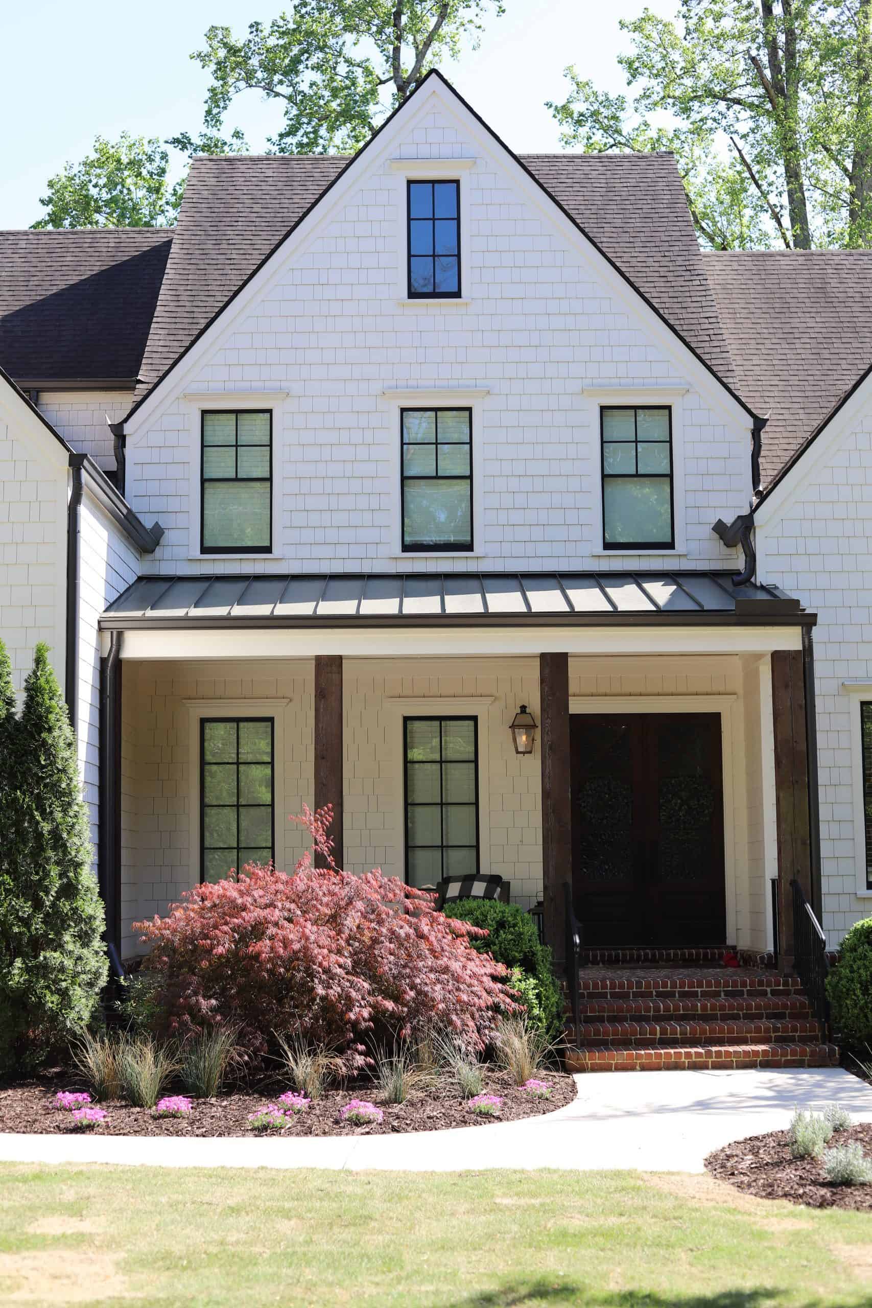 Front entry landscape with Japanese maple, azaleas, and foundation planting at the Healy Project, Chastain Park, Atlanta by Garden Atlantic